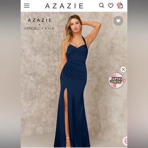 Azazie Navy Kendall x Kylie bridesmaid dress